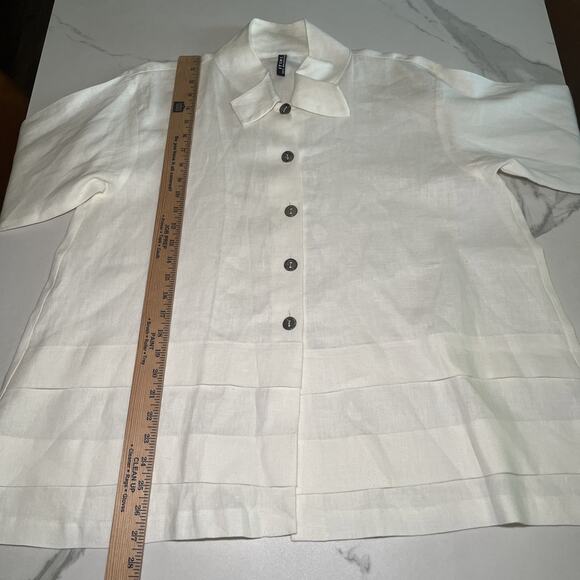 Itemz Chris Baumgartner Linen Blouse Tunic Ivory One Size Fits Most Lagenlook EC - Picture 5 of 11